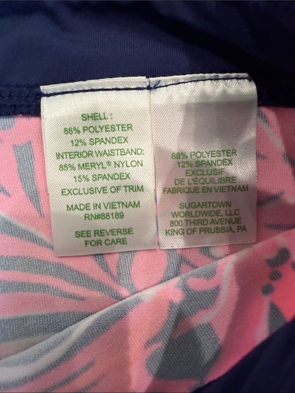 Lilly Pulitzer Luxletic Pink & Navy Floral Stretch Leggings - Picture 3 of 6